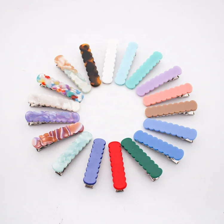 Kid hair accessory stock hair jaw clip wave acrylic colorful hair clips for girls