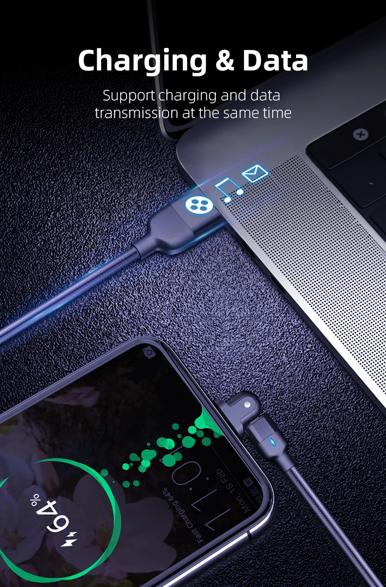 Amazon 2020 Wholesale On stock round 180 free rotation mobile data cable fast charging android cable - ANKUX.COM