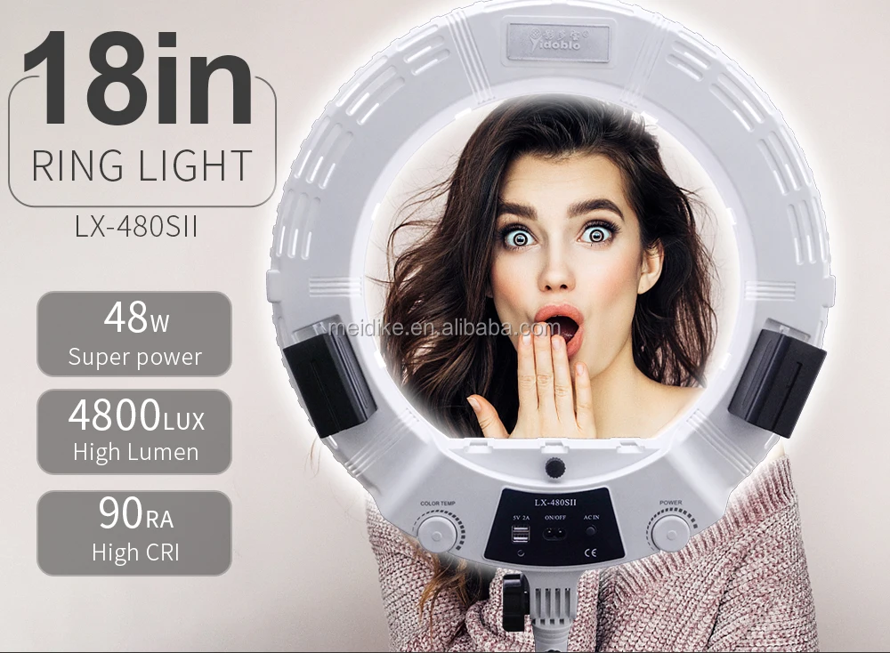Tik tok video ring light 18 inch with foldable tripod stand for selfie LX-480S