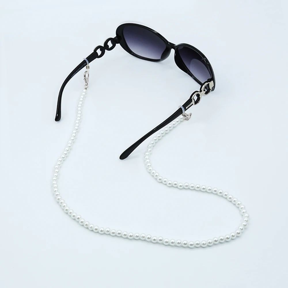 Rts 6mm Silver Big Lobster Clasp Pearl Maskes Strap Chain Beads Maskes Chain Pearl Glasses Chain
