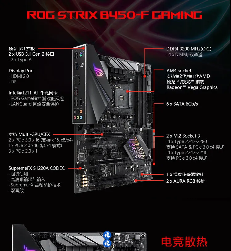 Rog Strix B450 F Gaming For Asus Desktop Computer Game Raptor Motherboard Am4 Buy For Amd With Radeon Vega Graphics Taiwan Computer Game Esports Motherboard Am4 Amd R7 2700x Ruilong Cpu For Amd Ruilong