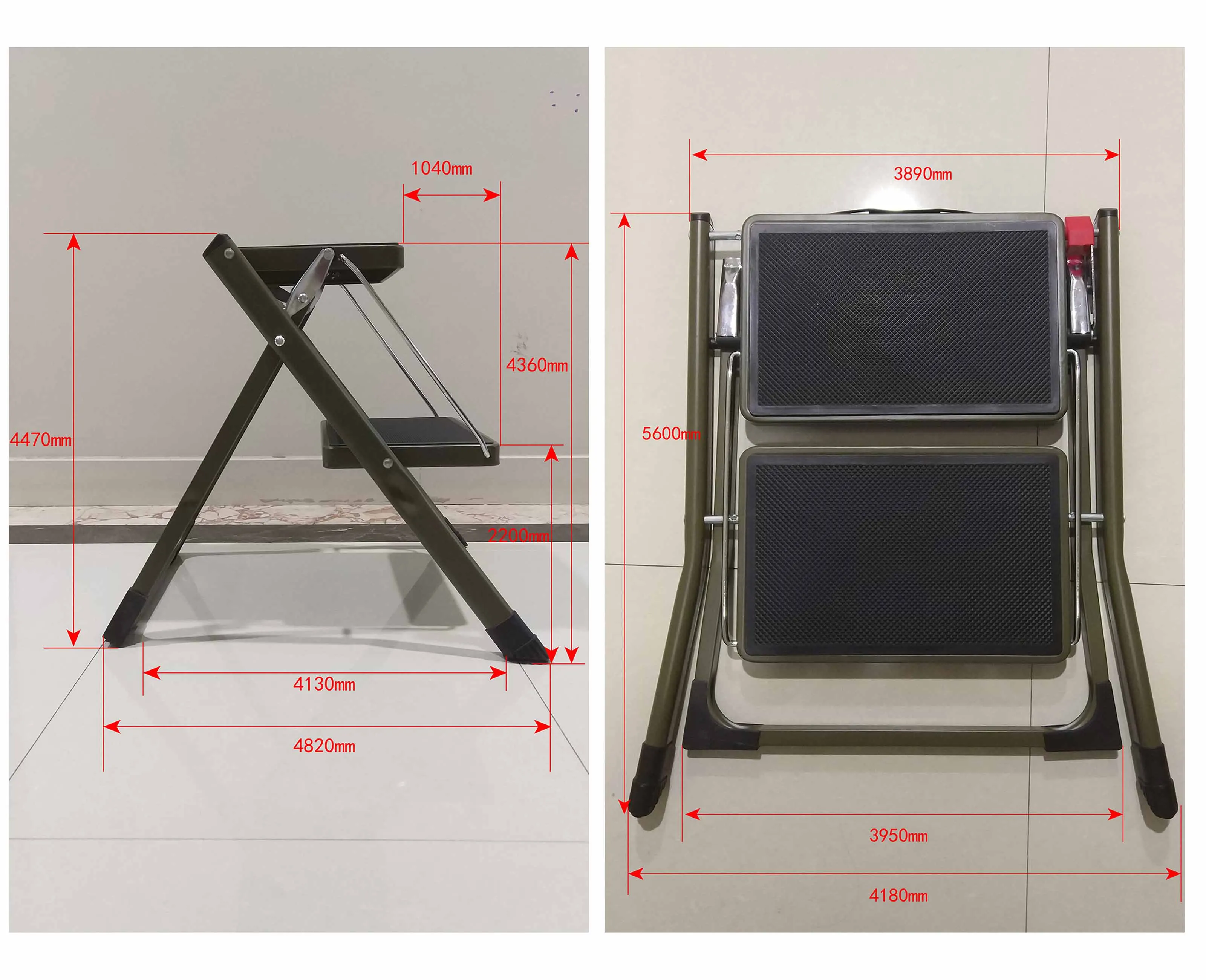 Iron Steel En14183 Folding 2 Steps Stool Domestic Ladders Insulation