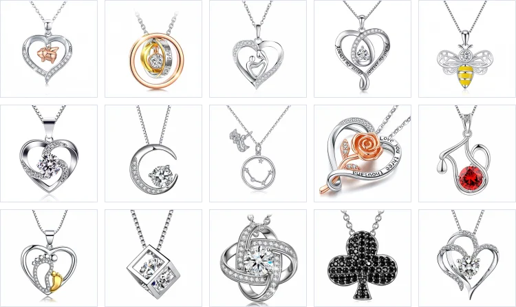 Wholesale 925 Sterling Silver Heart Shape Gemstone Opal Necklace Fashion
