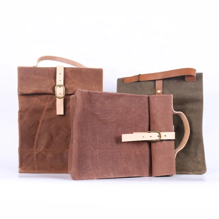 waxed canvas insulated lunch bag