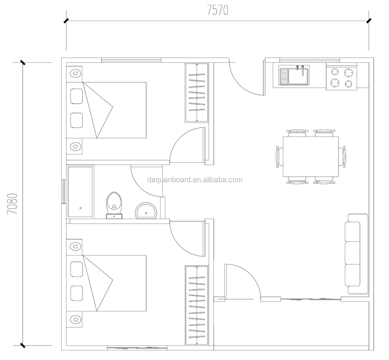2 Schlafzimmer Fertig Mobilen Haus Vorgefertigte Modulare Hauser 55m2 Buy Fertighaus Modulare Hauser Mobile Home Product On Alibaba Com