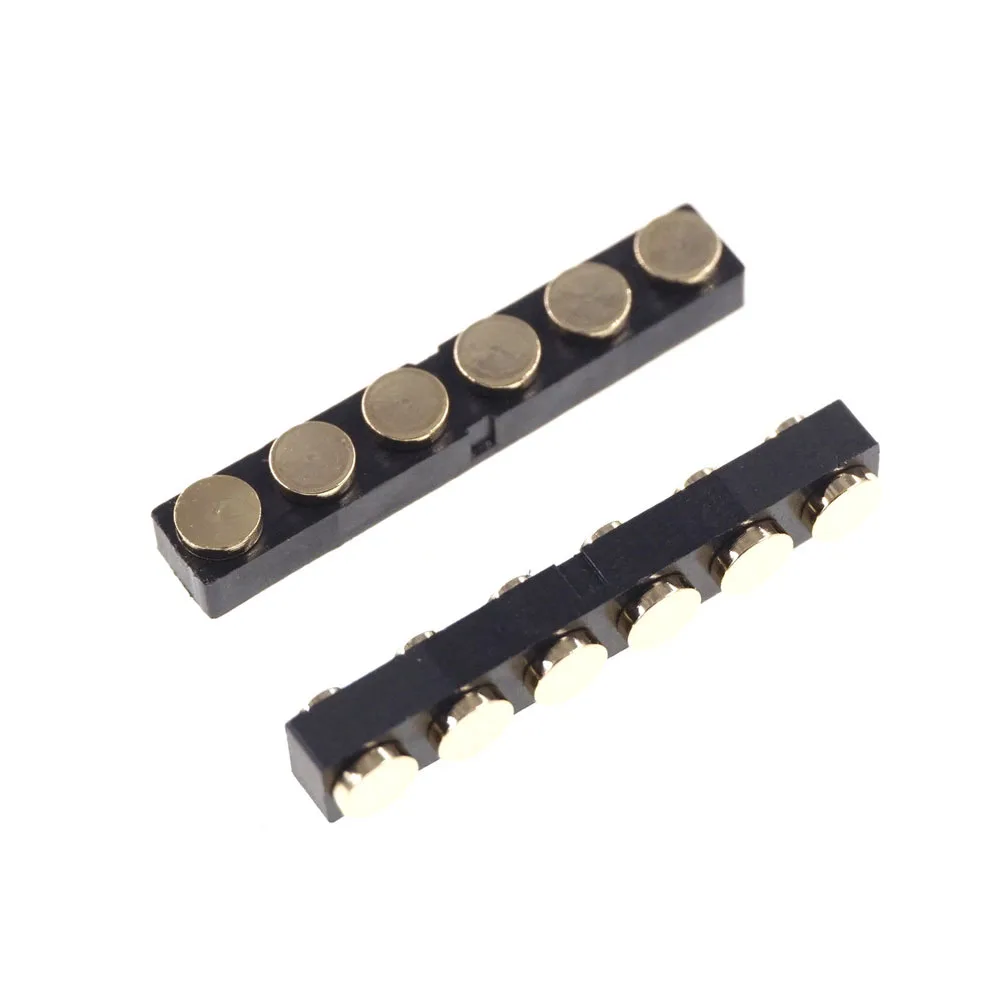 SMD Target Contact PAD Connector 2.54 mm Grid 6 Pin Female Header for Spring Loaded Pogo Pin Header Strip Battery Power charge