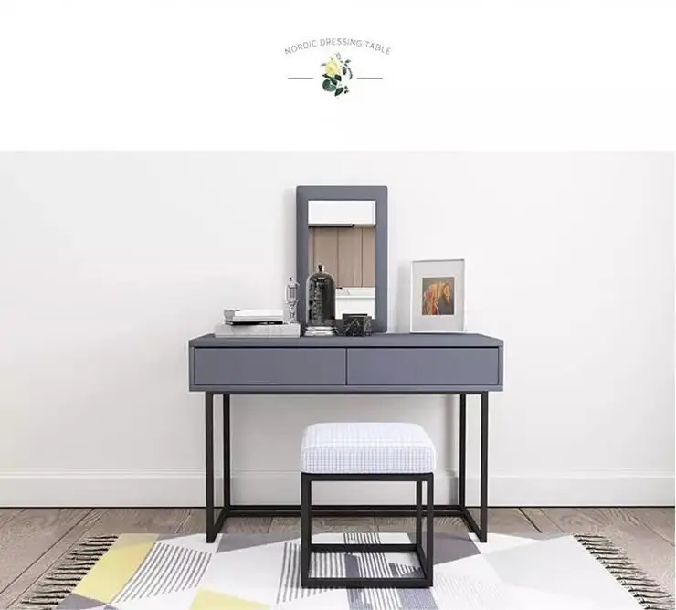 2020 wholesale Nordic bedroom modern minimalist wrought iron frame makeup desk dresser