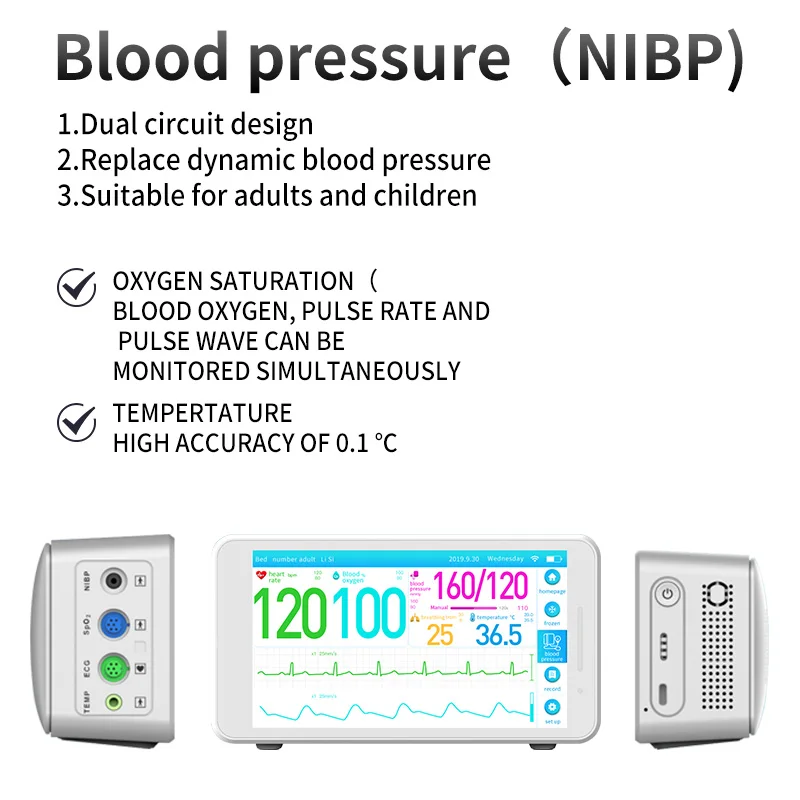 product nibp spo2 breathing monitor handheld small cheap holter wireless ecg recorder portable ecg device electric plastic ce class ii-67