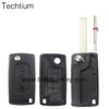 Car flip remote key shell case With logo 2 button 407 blade no battery place auto key for Peugeot 307 206 407 3008