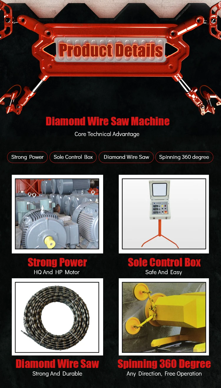 Cutting Basalt, Marble, Granite Diamond Wire Saw Machine For Stone