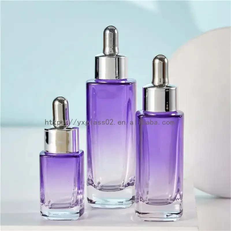 Supplier essential oil Square Serum glass Dropper Bottle skincare cosmetic container for lotion/Toner/skincare15ml30ml50ml manufacture