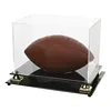 Deluxe Lucite Football Display Case Acrylic Sports Ball Rugby Exhibition Box Football Showcase with Gold Metal Support