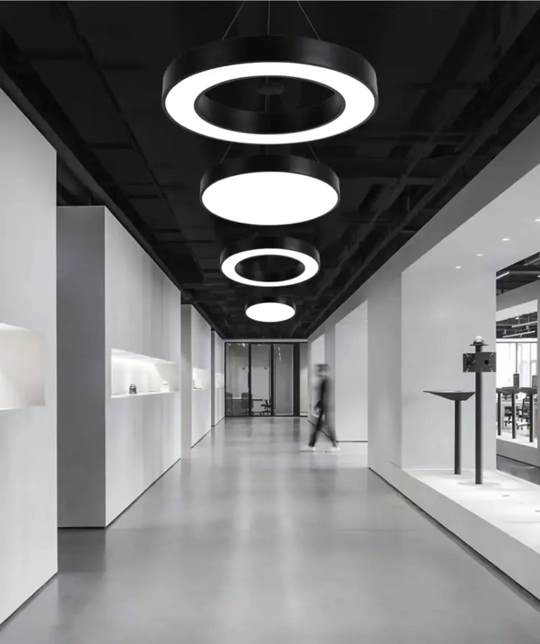 product modern style irregular six sided prism round warm white hanging line light for indoor office gym mall simple creative design-5