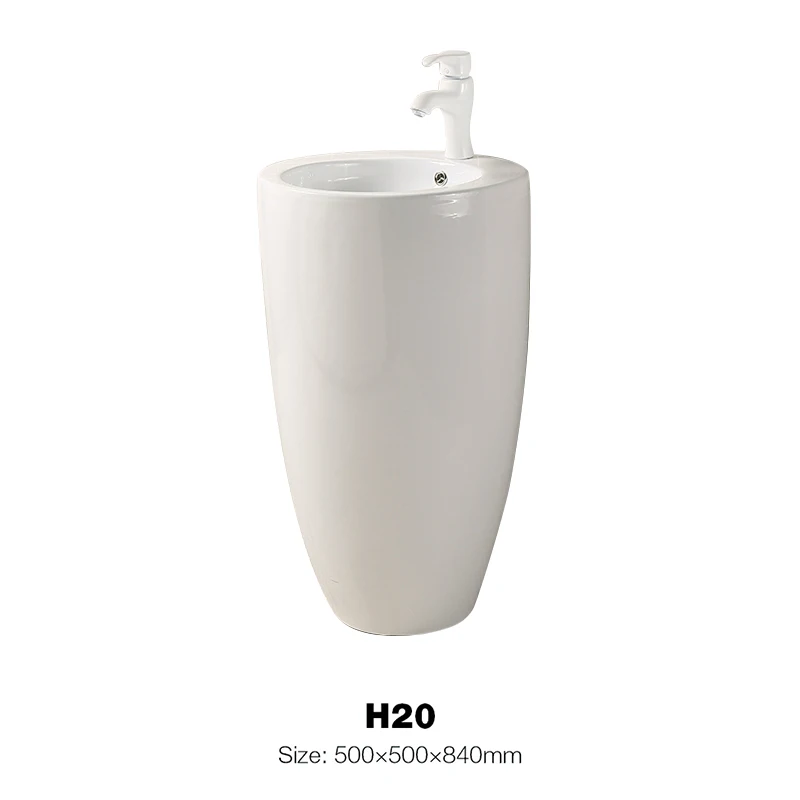 Whole White Bathroom Sink Basin Floor Standing Pedestal Washing Basin H20