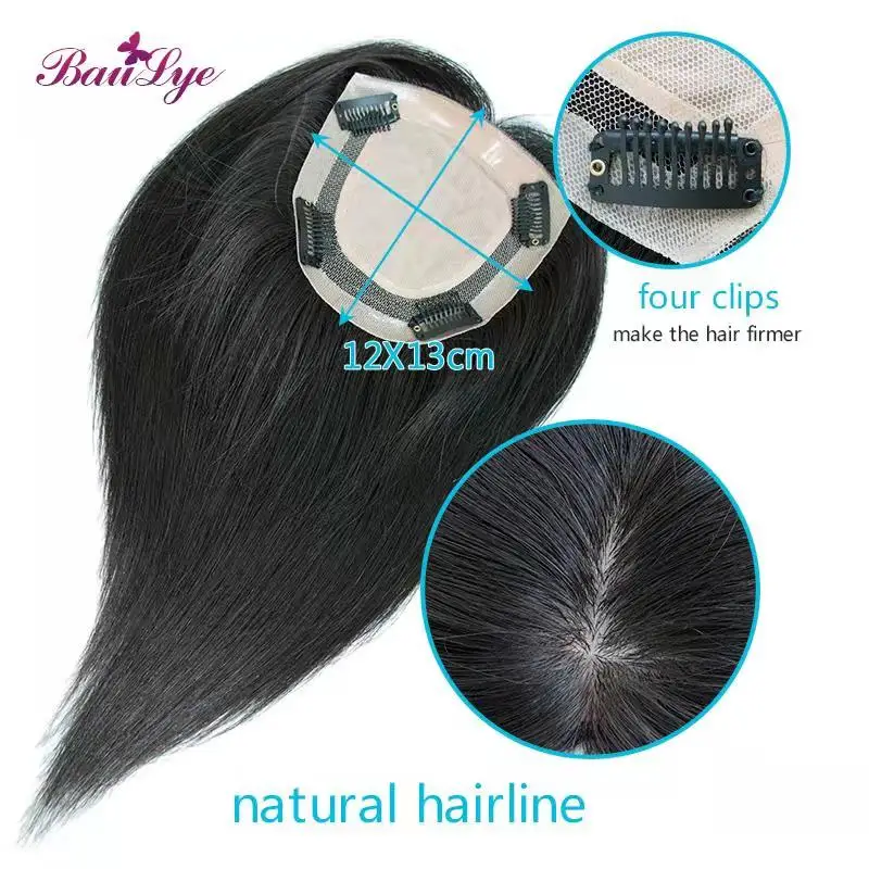 Natural Look 12x13 Topper With Clips Human Hair Topper For Black Women ...