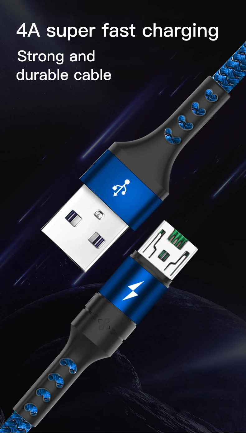 Fashion round original android data cable micro usb 4A VOOC Fast Charger USB Cables Charging Cord For mobile phone Charger - ANKUX.COM