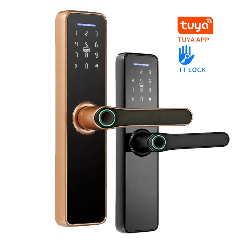 

smart ecurity aluminium alloy fingerprint door lock digital electronic deadbolt door lock,2 Sets, Black/red brown