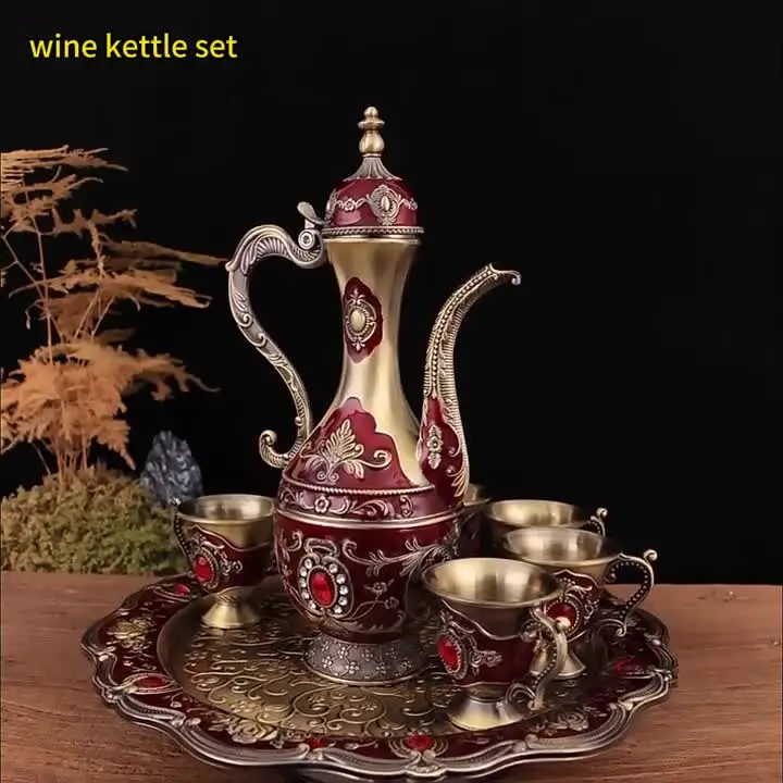 Wholesale Luxury Ramadan Gifts - Red Tea Cup Set with Tray