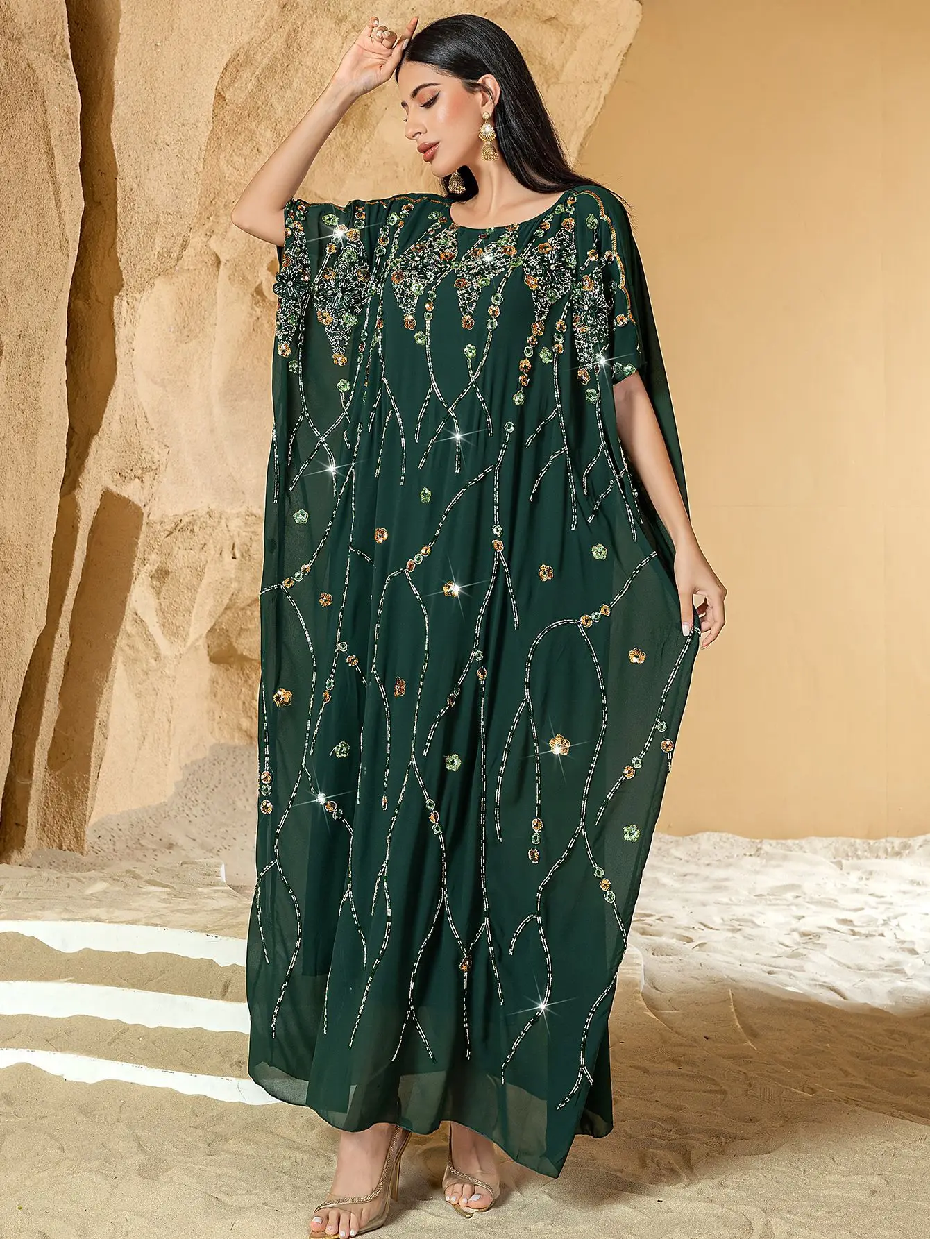 arabic women dress Dubai Arab Elegant Evening Maxi Muslim Islamic Abaya Kaftan Ramadan Islamic Women Muslim Long Sleeve