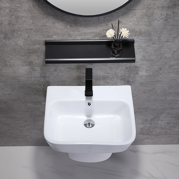 Rectangular china home white sanitary ware ceramic wall hung face basin wall mounted wash hand basin bathroom sink manufacture