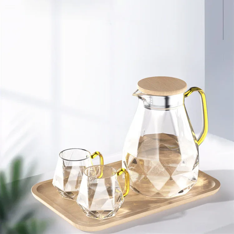 
High borosilicate diamond glass water jug water pitcher with cups 