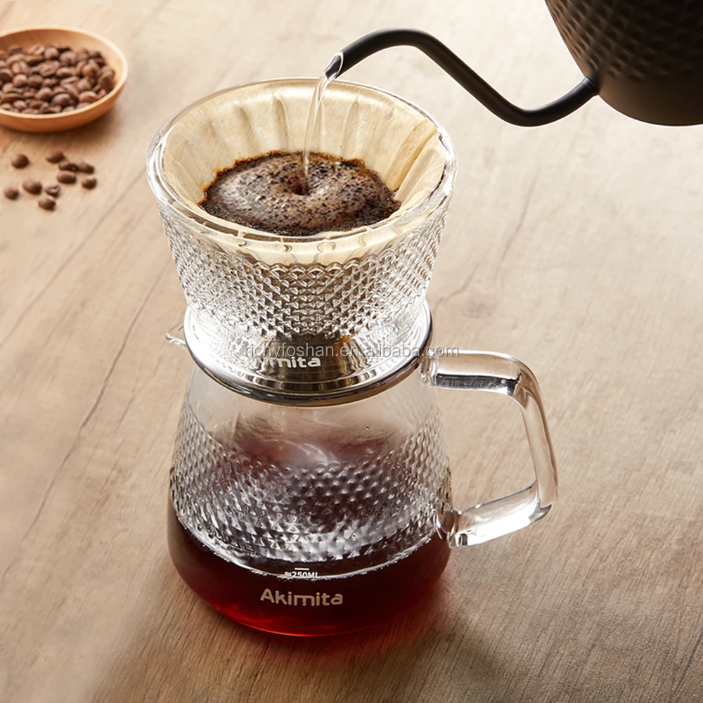 Pour Over Glass Coffee Dripper And Coffee Maker Glass With A Reusable ...