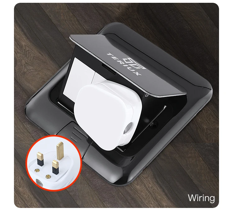 British standard stainless steel black power 13A damping pop-up floor socket box