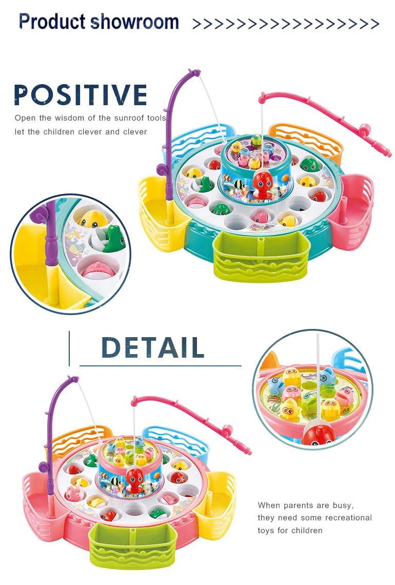 Magnetic fishing set plastic music catch electric cartoon kids games fish toy