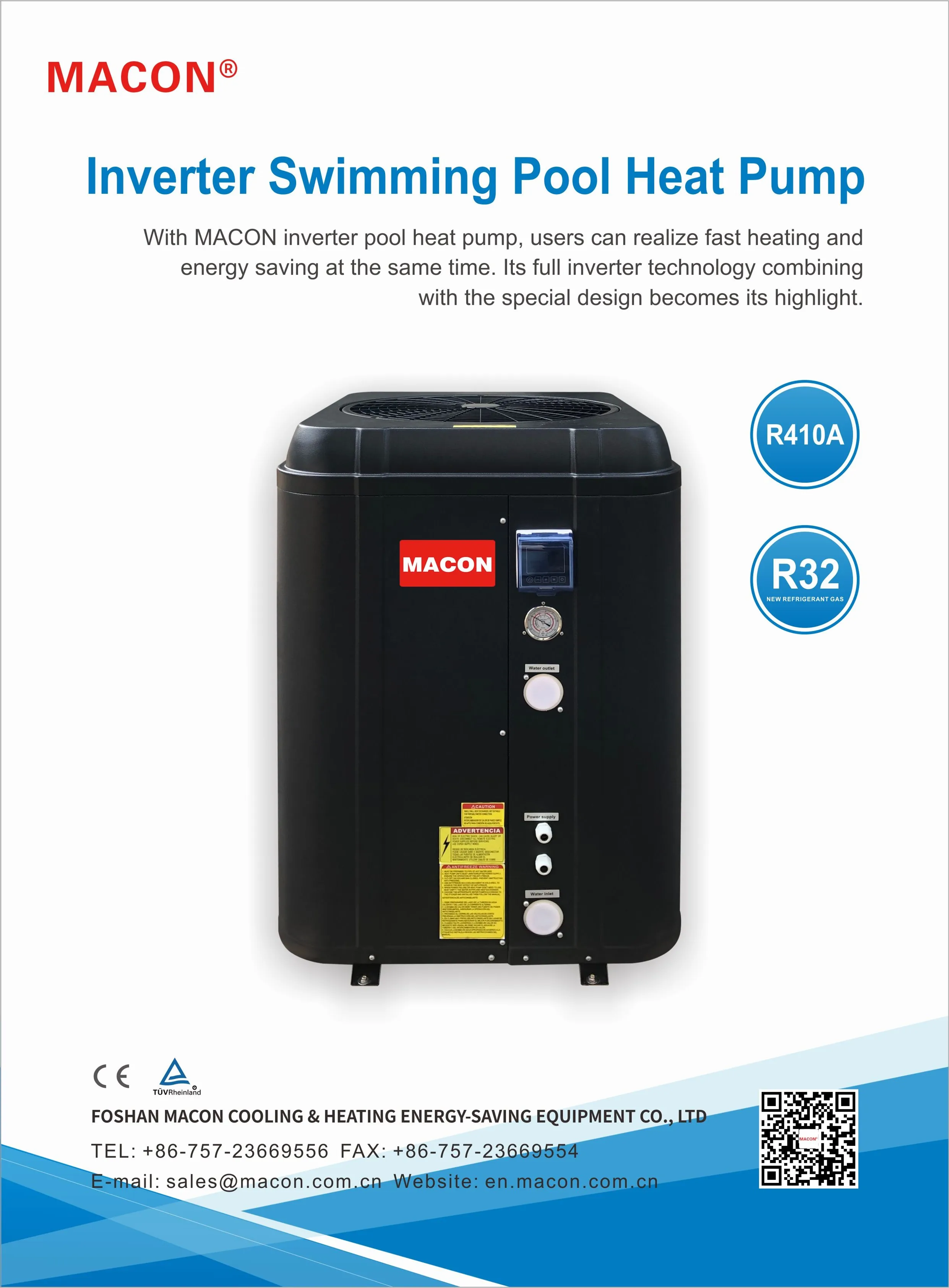 Macon Heat Pumps For Pool Water Heating R32 Inverter Pool Heaters