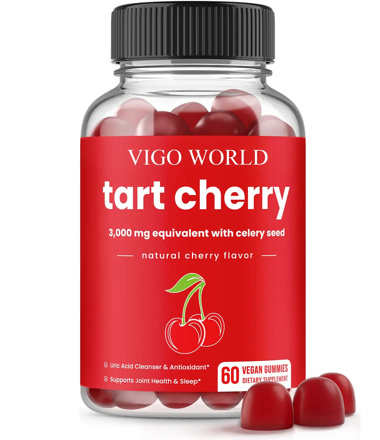 Vegan Tart Cherry Gummies Vitamin Dietary Supplement With Celery Seed