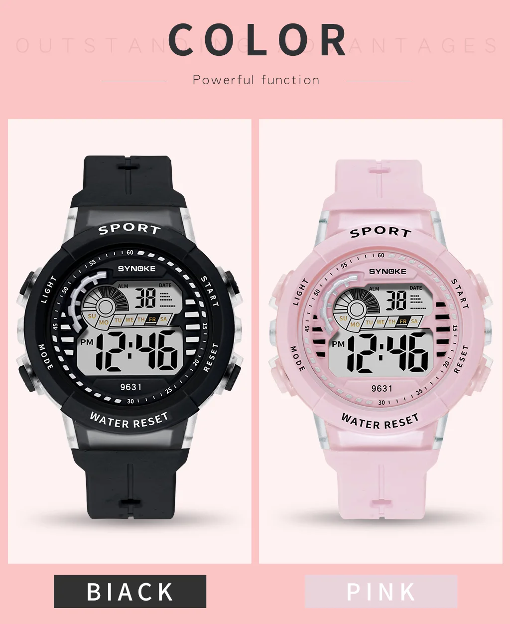 SYNOKE children cute watches 9631 silicone PU band kids gift watch waterproof watches