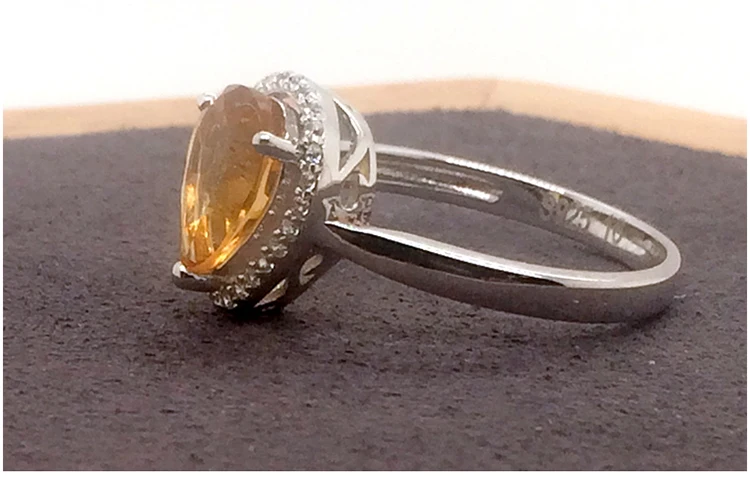 Charming beauty handmade silver jewelry yellow sapphire ring
