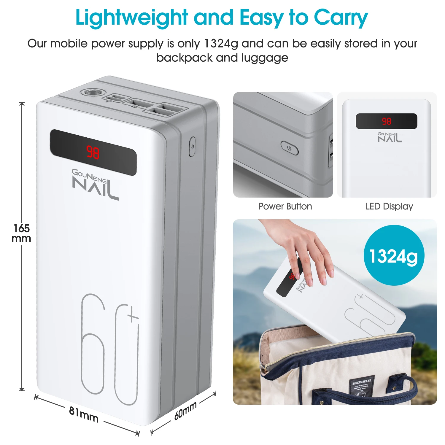 OEM Power Bank 60000mAh super capacity fast charging Portable Charger LED Light Poverbank Powerbank External Battery - ANKUX.COM