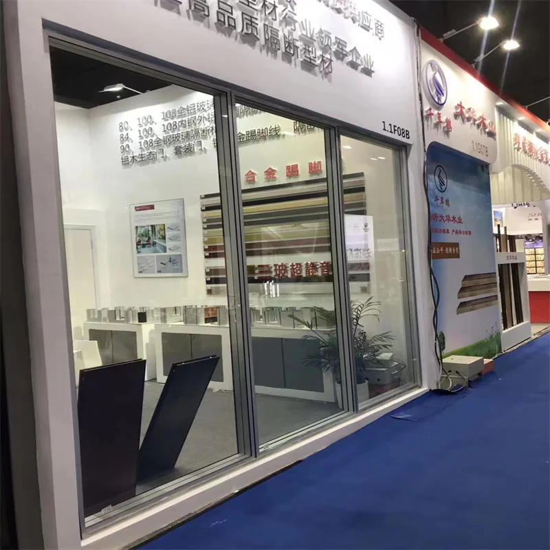 Three Glass Partition (Two Chambers) 108mm Aluminum Frame & Steel Keel - Luxury Showroom Use manufacture
