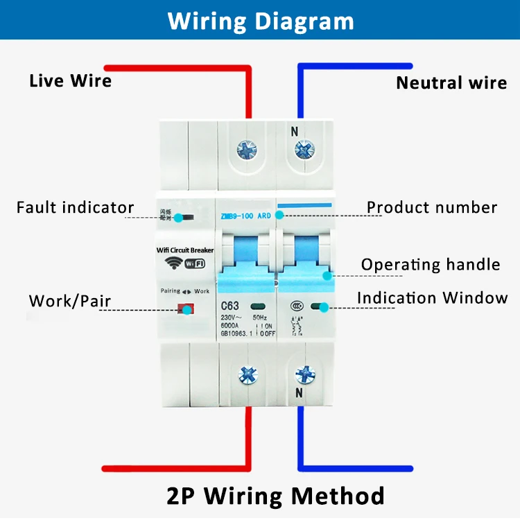 Tuya App Smart Wifi Controlled 63a 2p Circuit Breaker For Alexa And ...