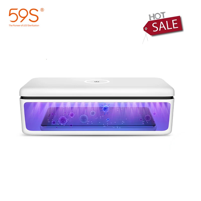 59s Mobile Phone Uv Light Sanitizer Box Cell Phone Disinfection Box Beauty Cosmetic Mobile Phone Uv Sanitizer Box