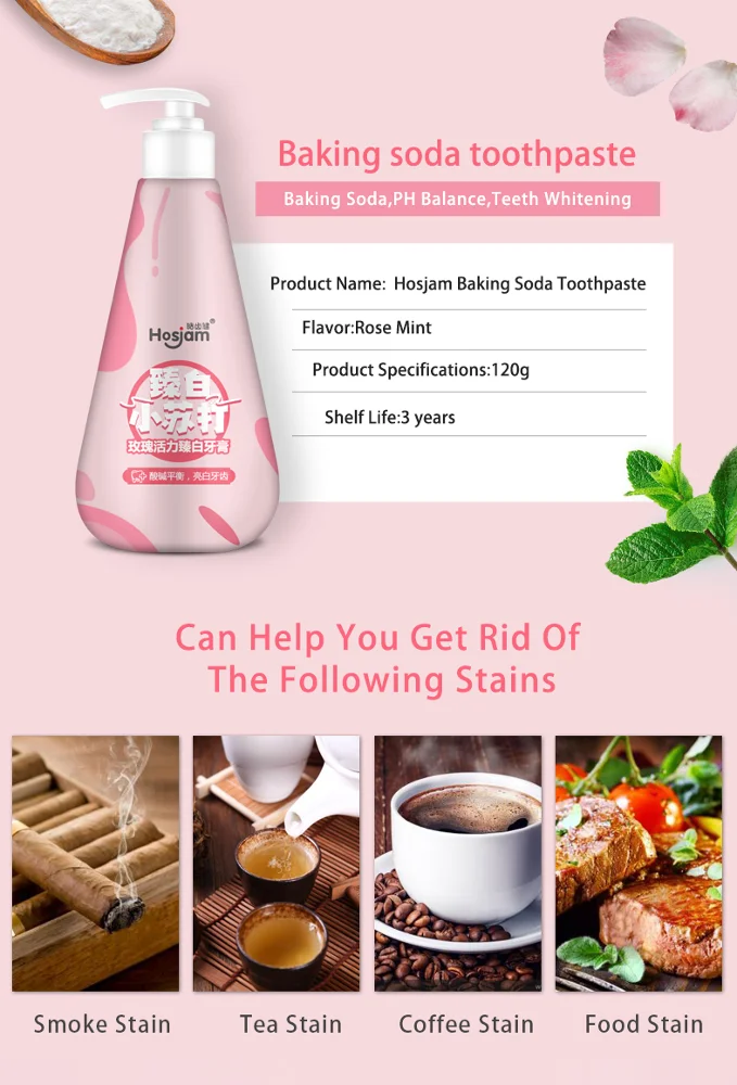 pink design eco friendly toothpaste rose flower flavor baking