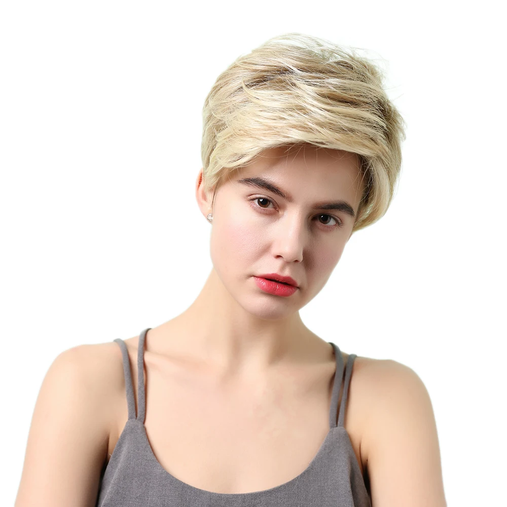 4英寸短而直的渐变颜色花边前合成假发 - buy 廉价假发合成头发假发的