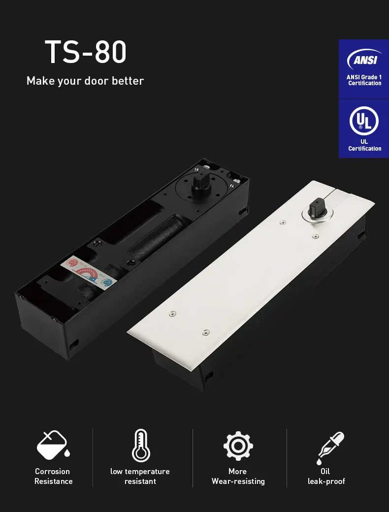 Heavy machine 300kg High Quality Door Hardware  Glass Door  Floor Spring Door Closer TS-80