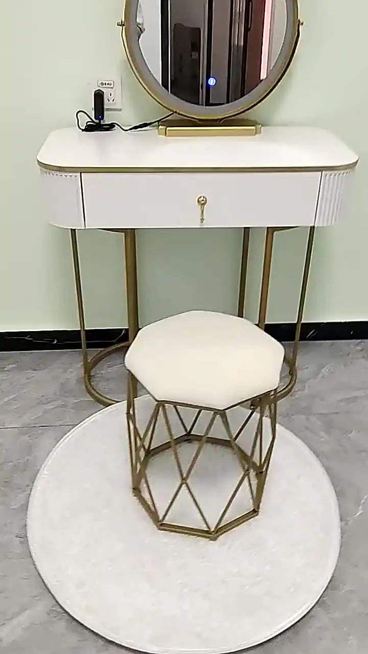 Make-upspiegel Desktop staande make-upspiegel avondkaptafel desktop schoonheidsspiegel thuis badkamer metalen dressing spiegel Make-up Spiegel(Gold