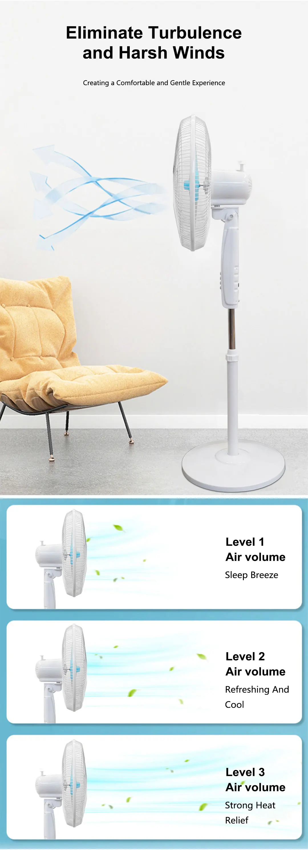Rechargeable Standing Solar Fan, Portable, 7.4V - detail 8