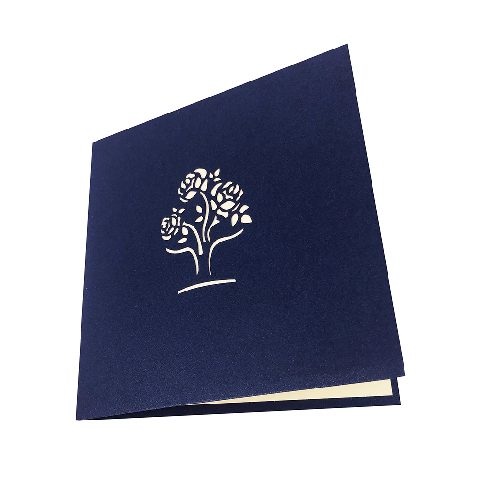customised 3d pop up laser cut pink flower thank you card custom with logo