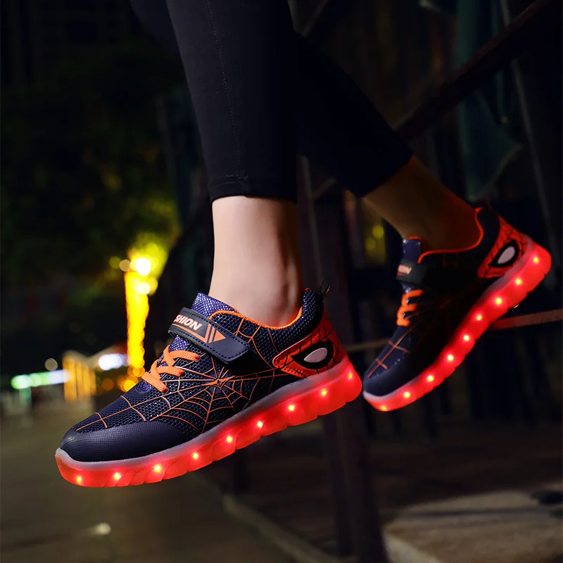 new spring spiderman children shoes with light kids