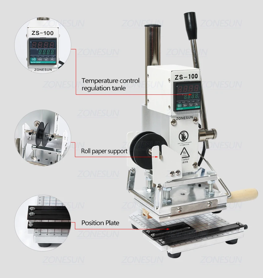 Zonesun Zs100 Digital Hand Operated Hot Stamping Machine Ce
