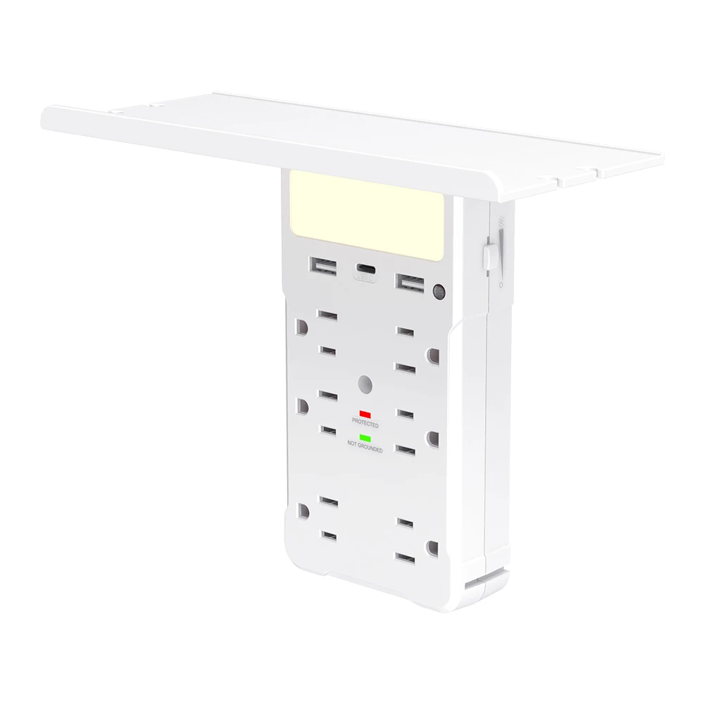 Universal Socket 6 Port Multi Plug Adapter USB Charger Night Light Electrical Outlet Wall Plate