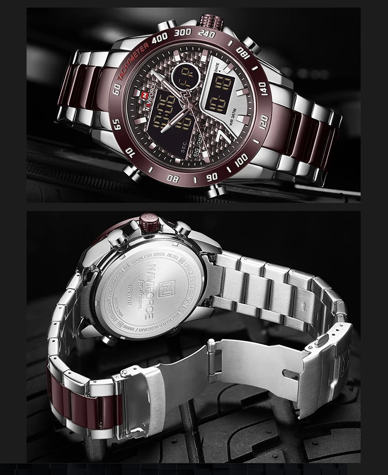 NAVIFORCE Men Digital Watch LED Sport  Mens Quartz Wristwatch Male Luminous Waterproof Clock Watches Relogio Masculino