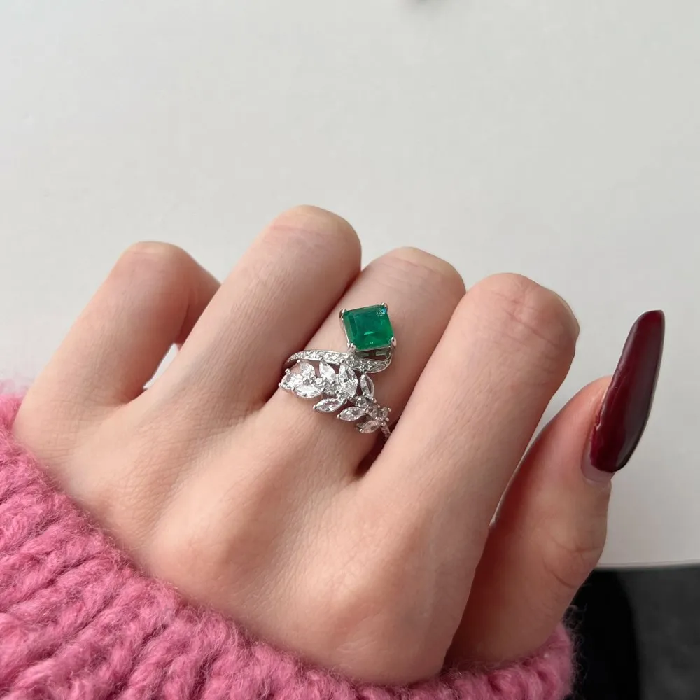 Women's S925 Sterling Silver Ring New Fine Gem Water Drop Geometric Bow Pagoda with Lab Diamond Gemstone Rings