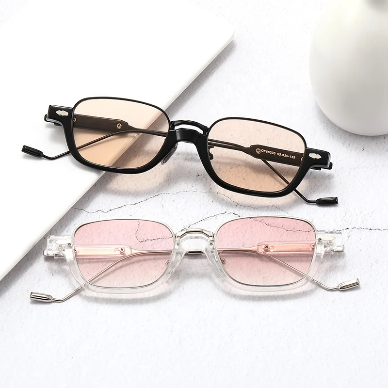 New anti-blue light flat mirror, trendy retro small frame gold-plastic mixed sunglasses, net red sunglasses