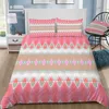 Art Deco Triangle Stripe Coral Grey Bedding Set satin bedding