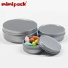 Empty Metal Silver Grey Shallow Tinplate Screw Lid Tin Cans Coated Iron Tin Box for Candy, Biscuit, Chewing Gum